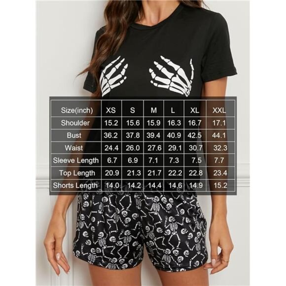 Women's Cute Pajama Set: Short Sleeve Top & Shorts - Picture 6 of 7